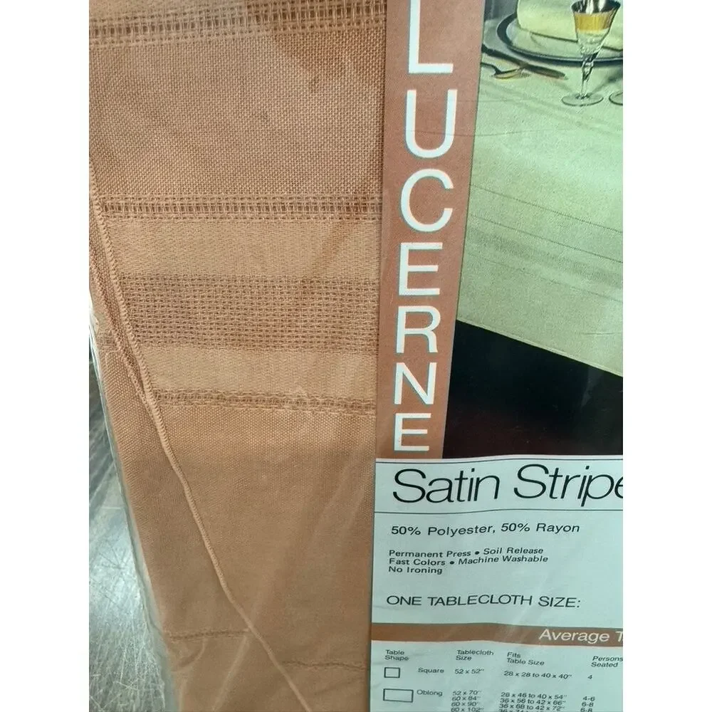 RARE NWT!!! Vintage LUCERNE Satin Stripe Tablecloth‎ 60x84 Stain Release